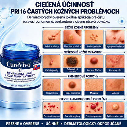 ♟️ CureVivo® 7-dňový krém na kožné výrastky a škvrny (bezbolestné zloženie – bez jaziev)🤗